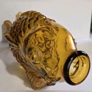 Large Vintage Amber Koi Fish Decanter